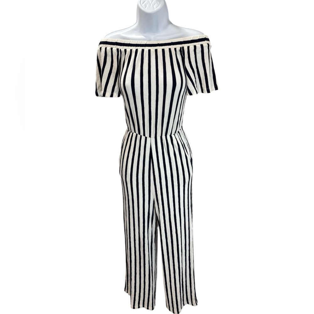 Love Tree Blue and White Striped Jumpsuit Size Small - Picture 1 of 6